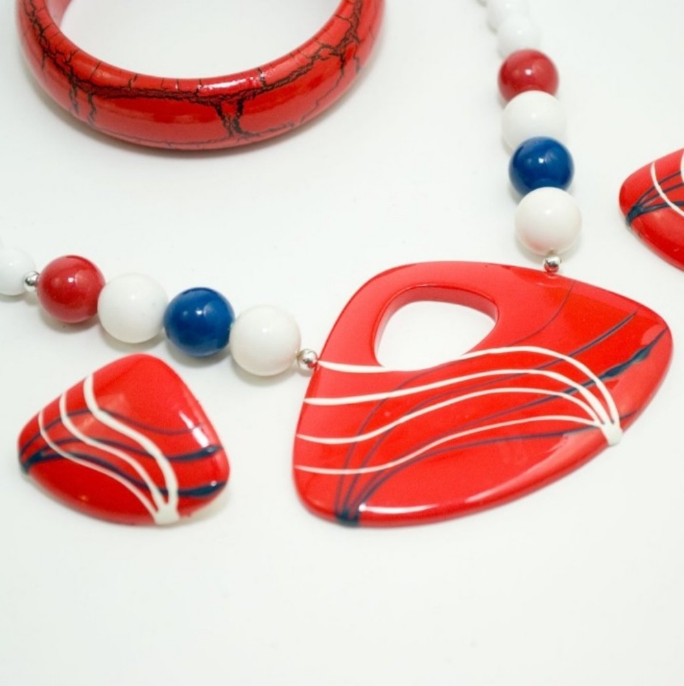 Mod Red White & Blue Atomic Jewelry Set